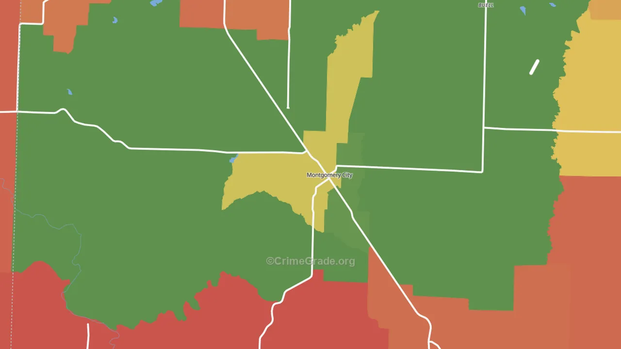 Montgomery City, MO Map of Arson Rates