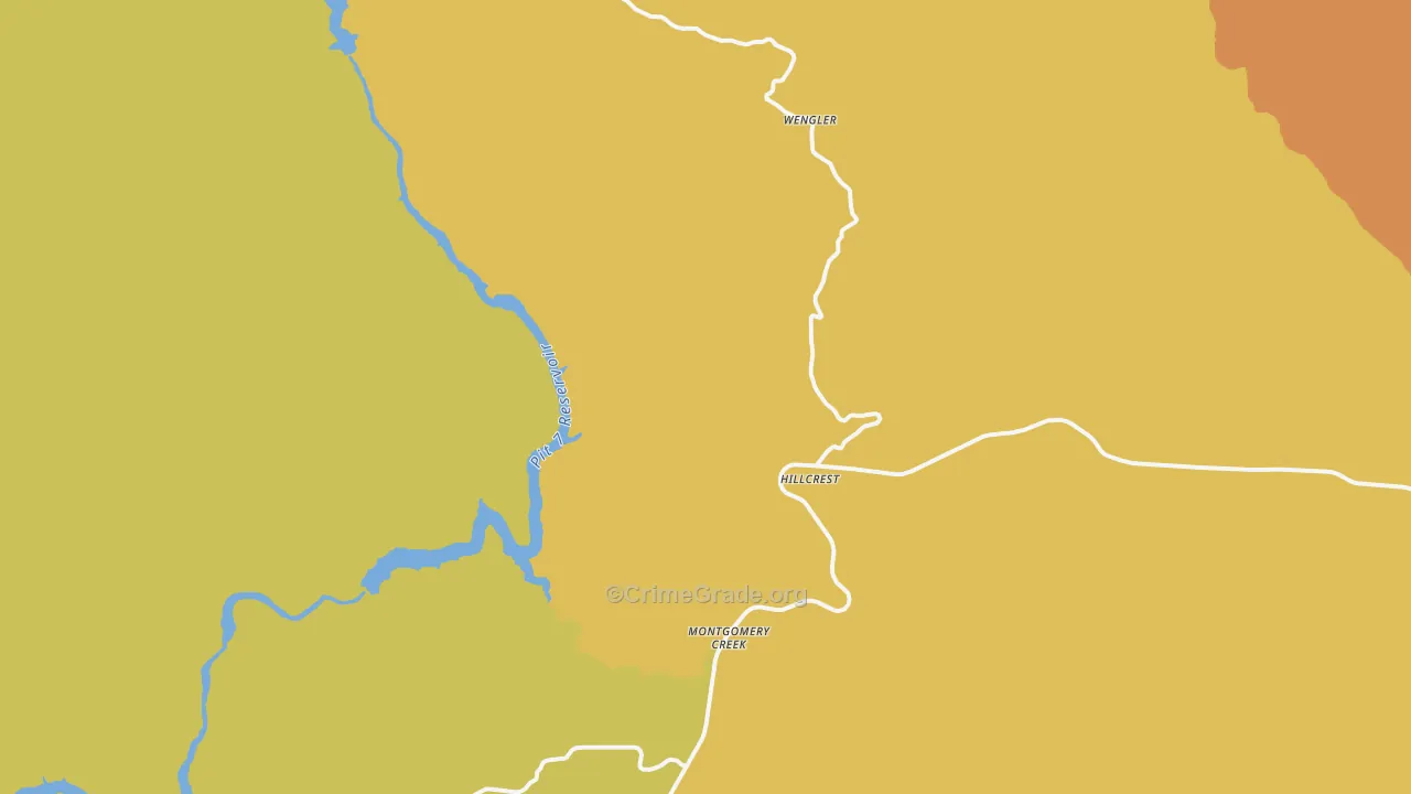 Montgomery Creek, CA Map of Arson Rates