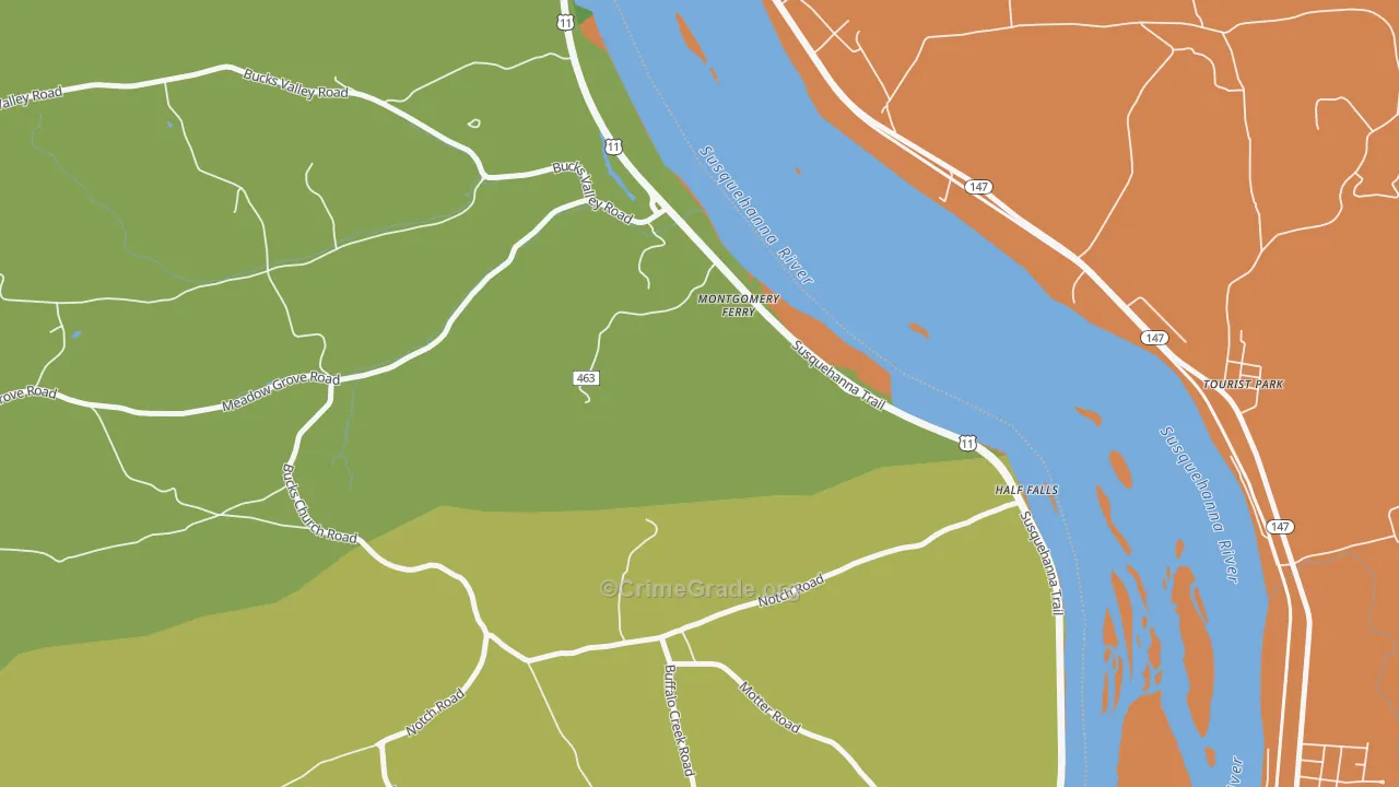 Montgomery Ferry, PA Map of Arson Rates