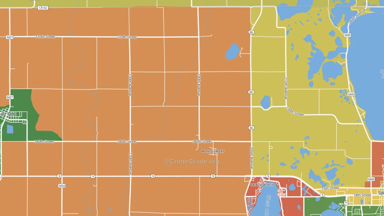 Montgomery, IA Map of Arson Rates