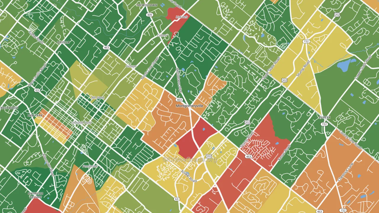 Montgomeryville, PA Map of Arson Rates