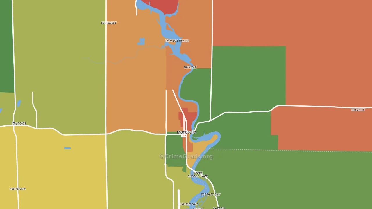 Monticello, IN Map of Arson Rates