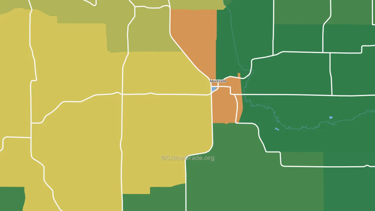 Monticello, WI Map of Arson Rates
