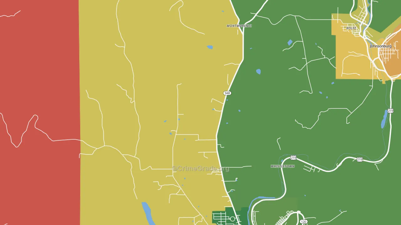 Montmorenci, PA Map of Arson Rates