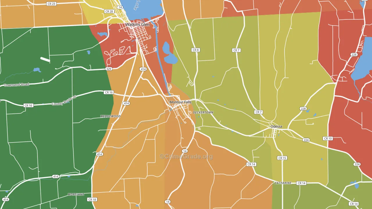 Montour Falls, NY Map of Arson Rates