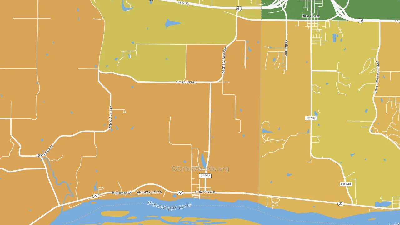 Montpelier, IA Map of Arson Rates