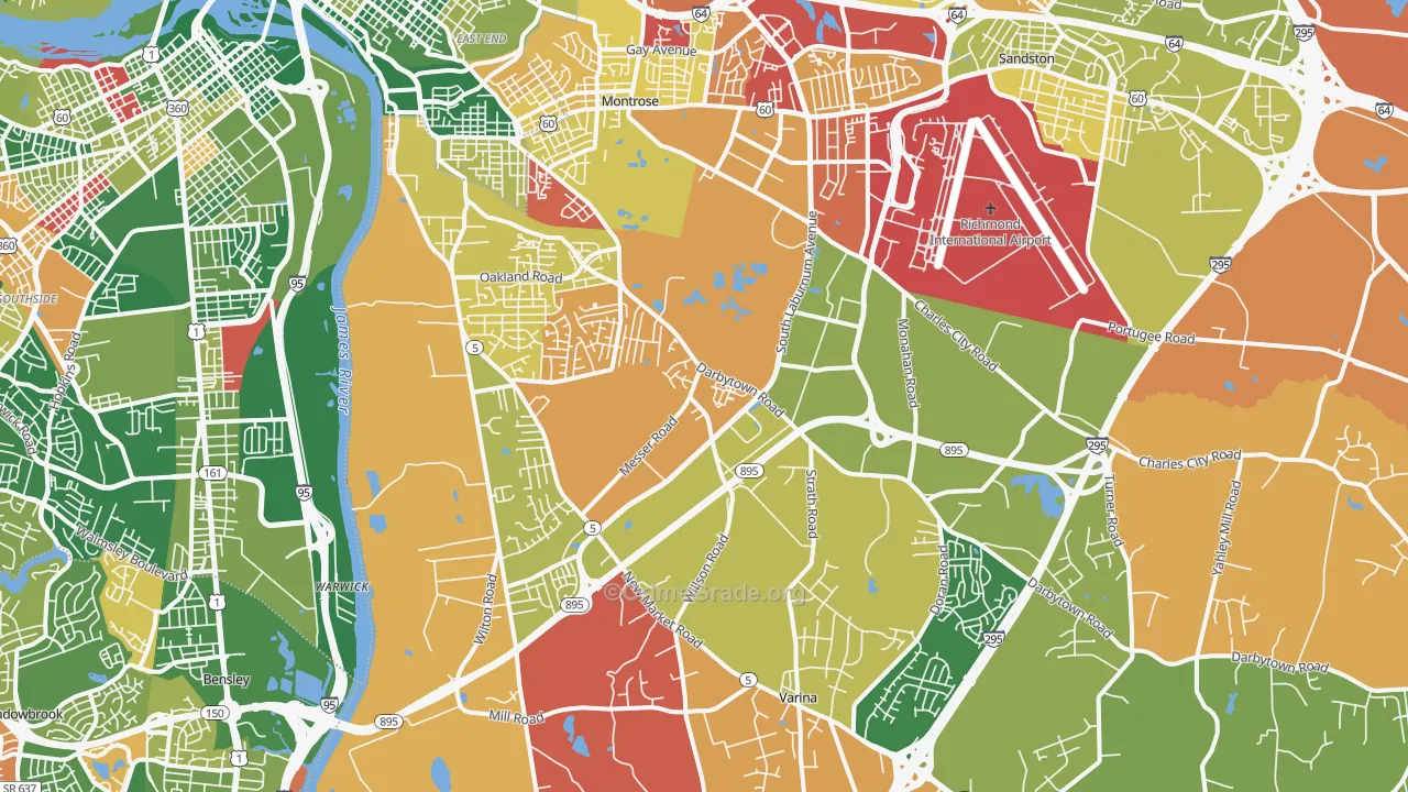 Montrose Heights, VA Map of Arson Rates