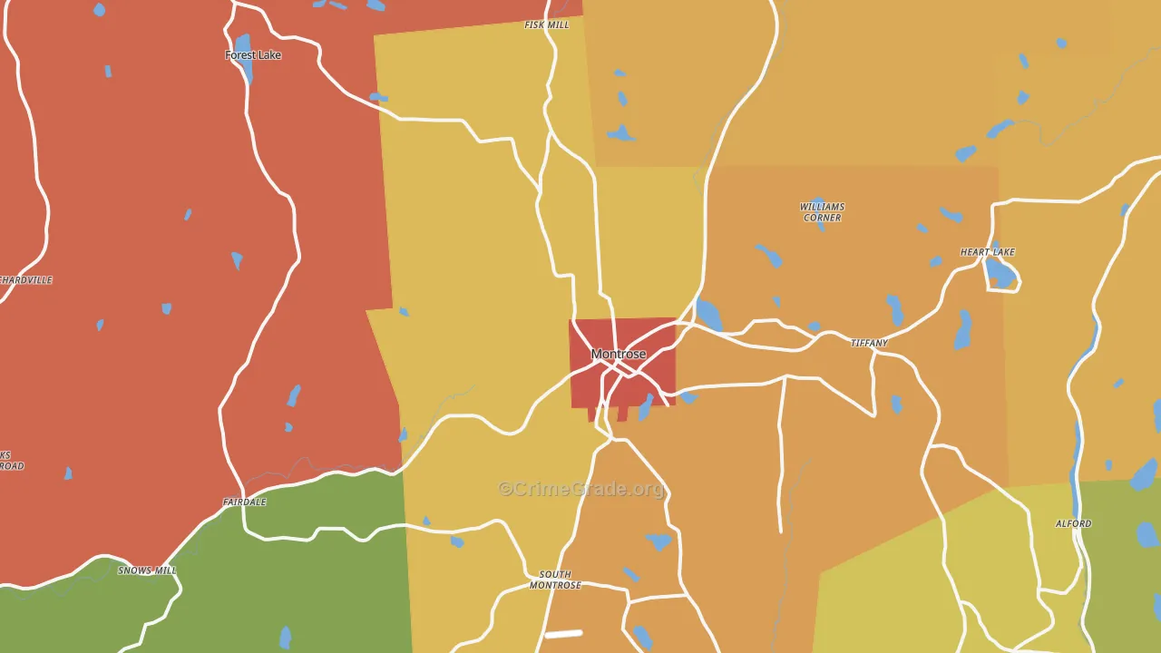 Montrose, PA Map of Arson Rates