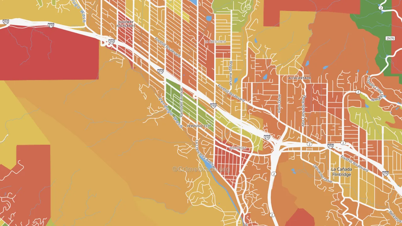 Montrose Verdugo City, La Crescenta, CA Map of Arson Rates