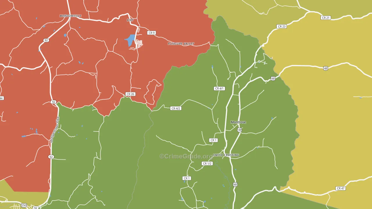 Montrose, WV Map of Arson Rates