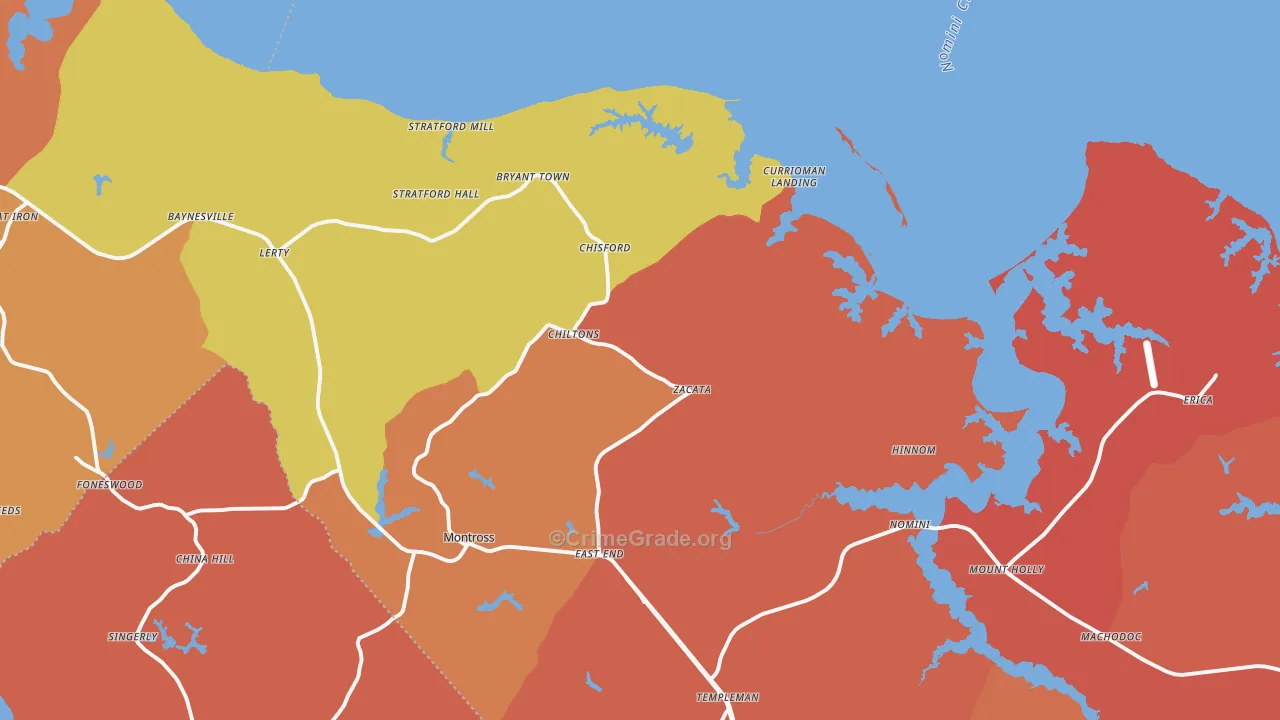 Montross, VA Map of Arson Rates