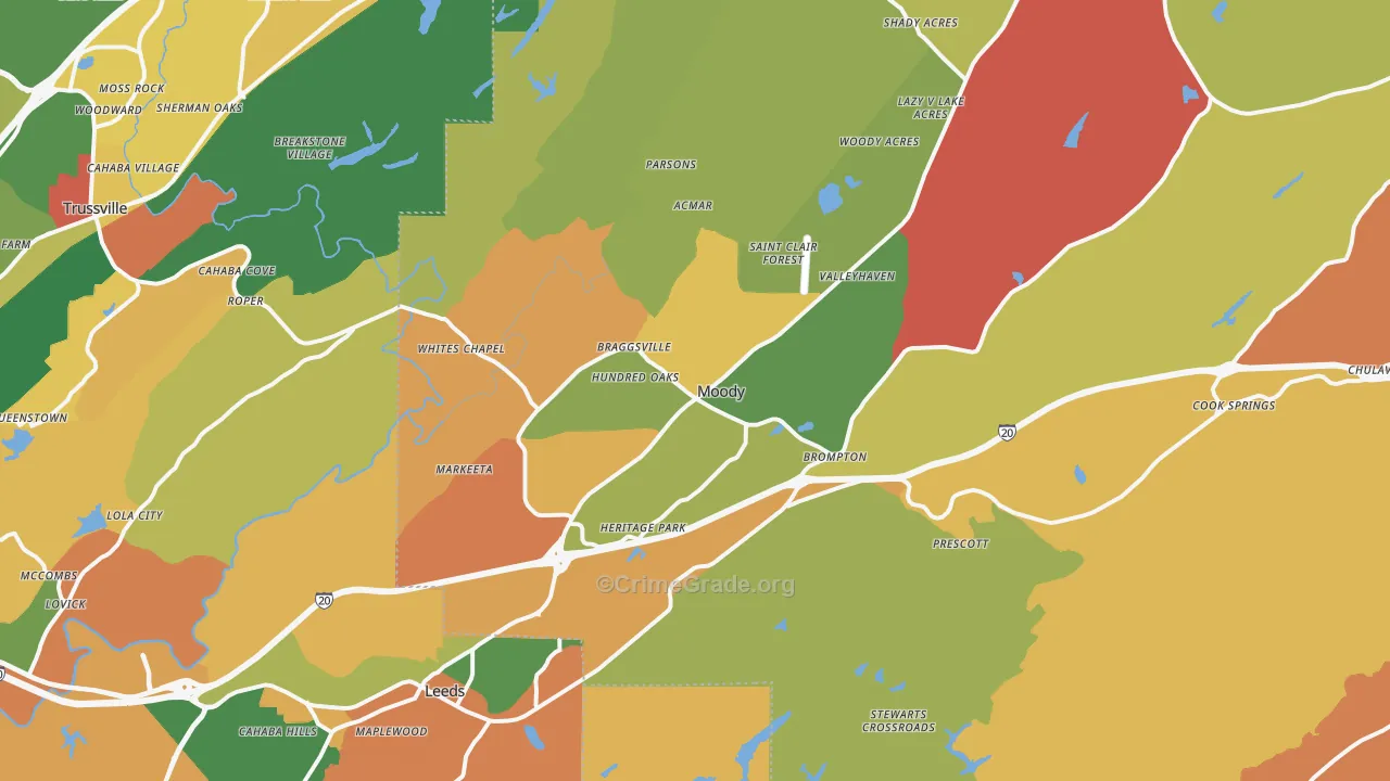 Moody, AL Map of Arson Rates