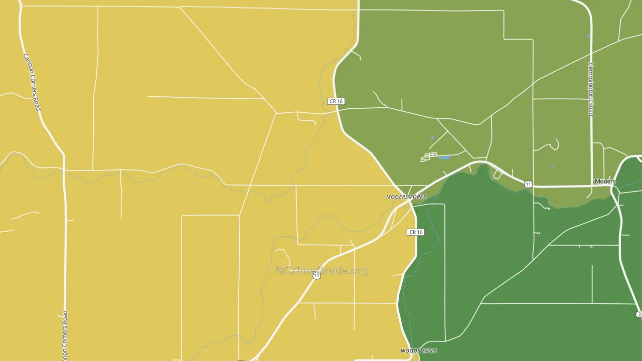 Mooers Forks, NY Map of Arson Rates