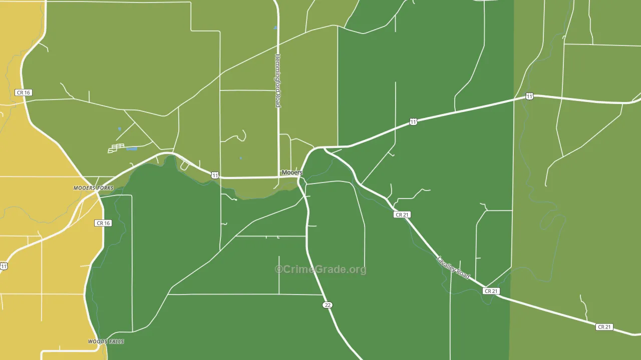 Mooers, NY Map of Arson Rates