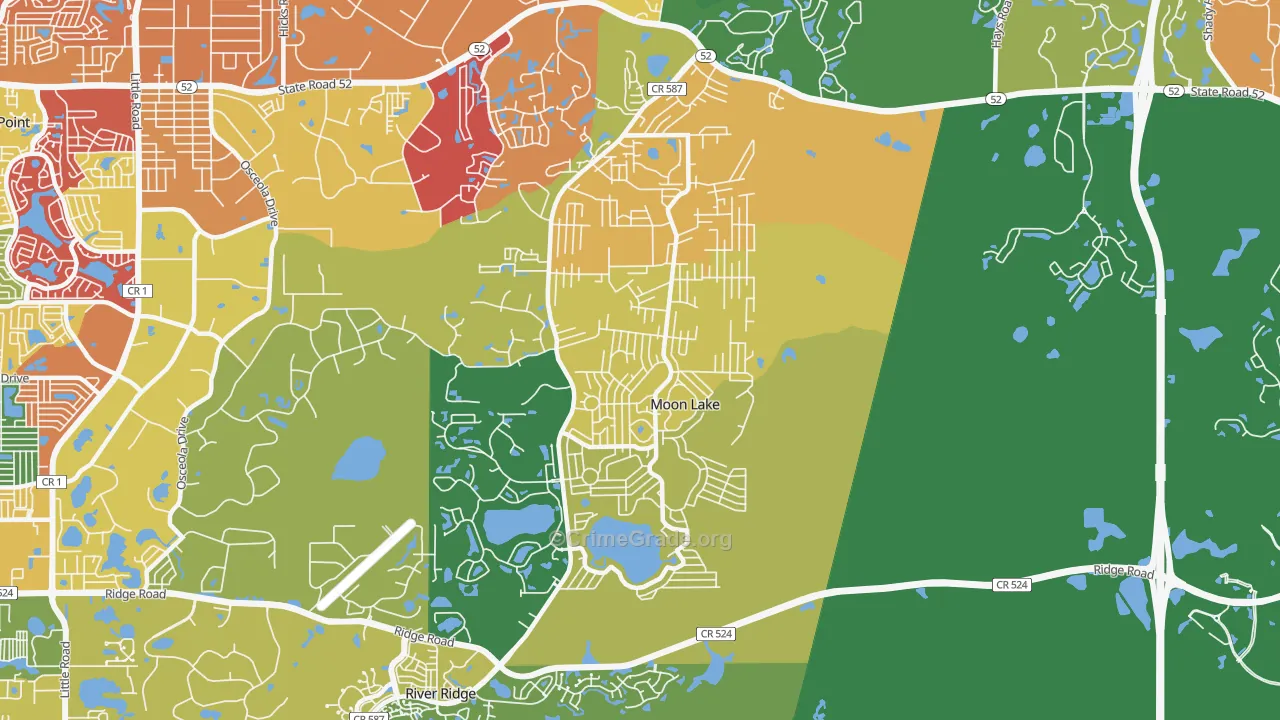 Moon Lake Estates, Moon Lake, FL Map of Arson Rates