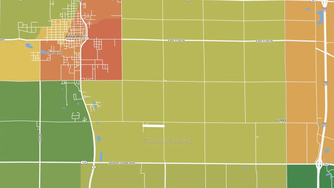 Moonville, IN Map of Arson Rates