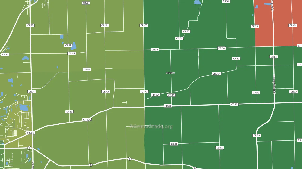 Moore, IN Map of Arson Rates