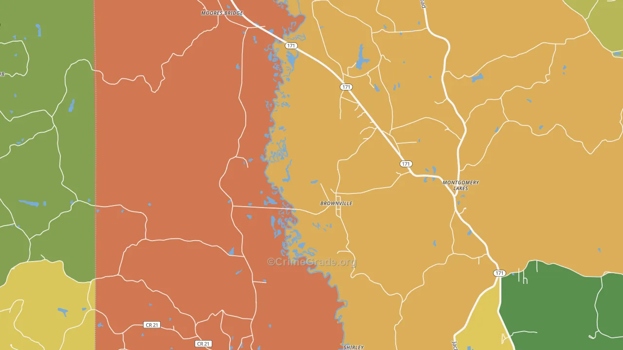 Moores Bridge, AL Map of Arson Rates