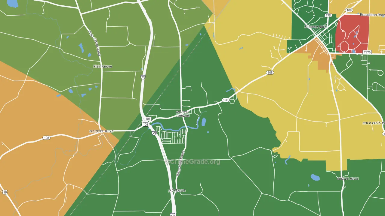 Moores Corners, PA Map of Arson Rates