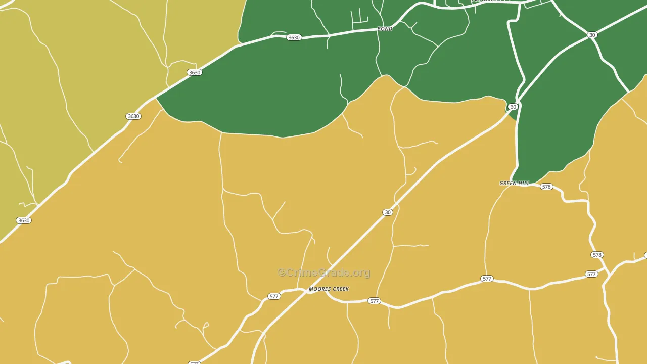Moores Creek, KY Map of Arson Rates