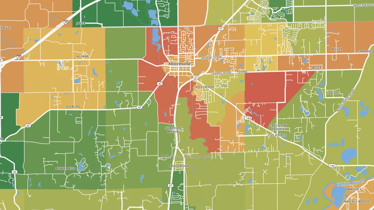 Mooresville, IN Map of Arson Rates