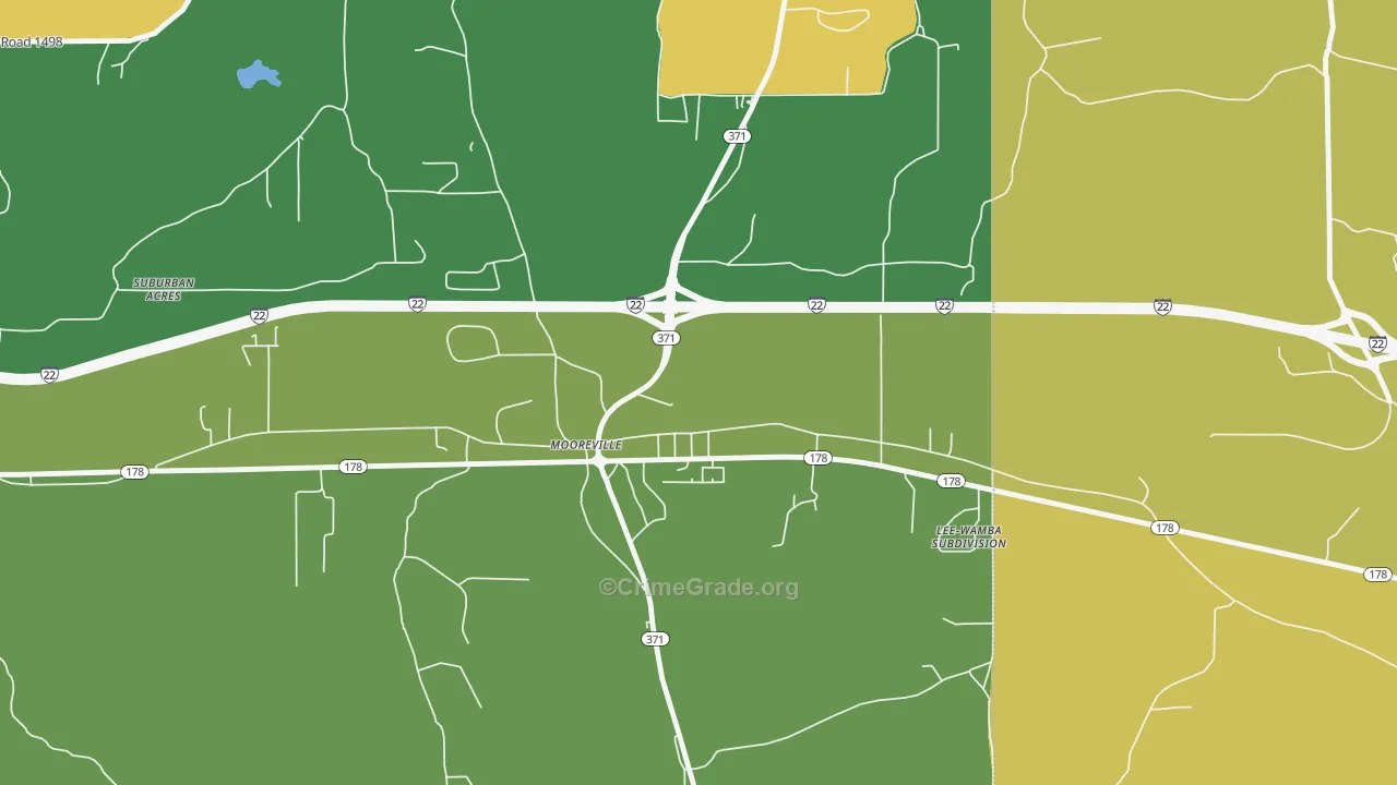 Mooresville, MS Map of Arson Rates