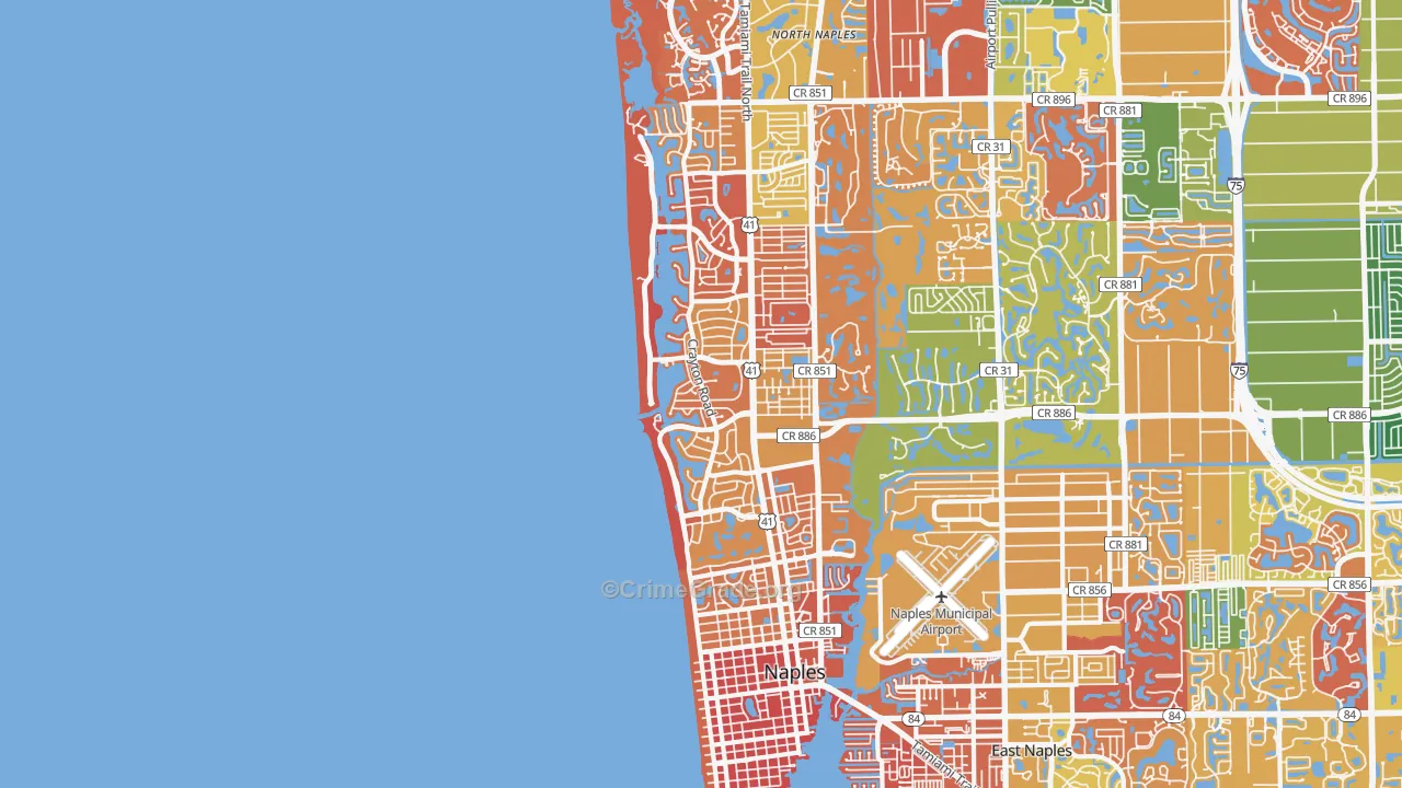 Moorings-Coquina Sands, Naples, FL Map of Arson Rates