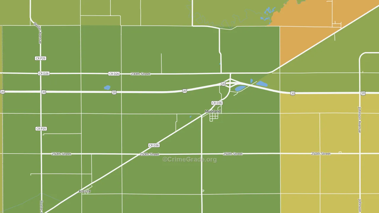 Moorland, IA Map of Arson Rates