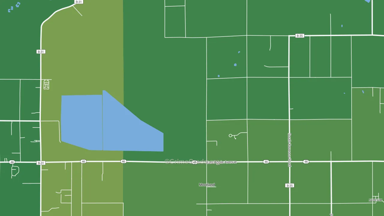 Moorland, MI Map of Arson Rates