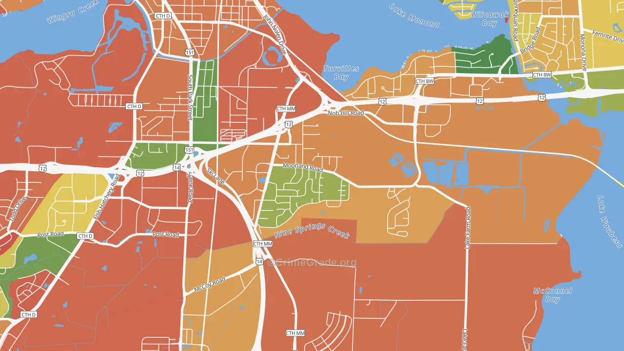 Moorland-Rimrock, Madison, WI Map of Arson Rates