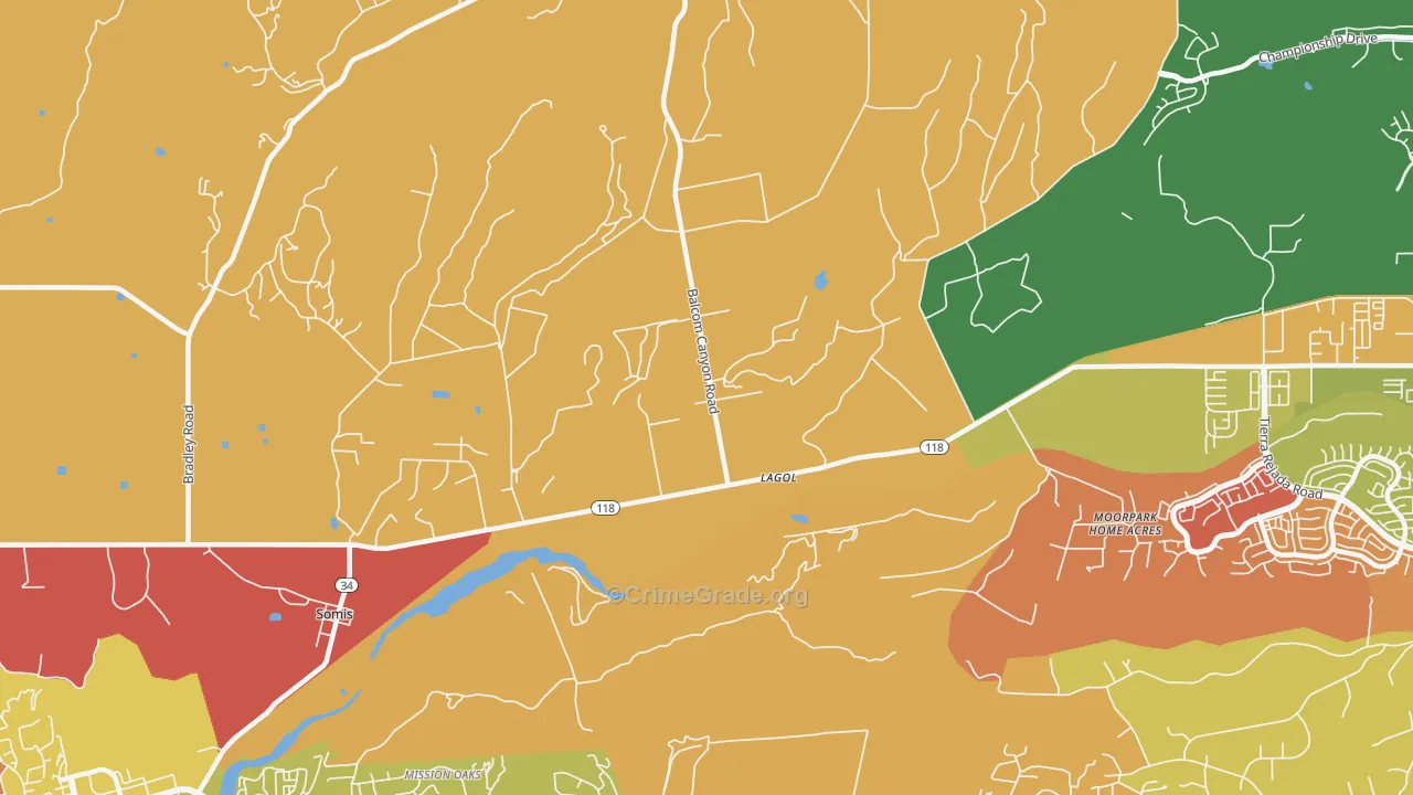 Moorpark Home Acres, CA Map of Arson Rates