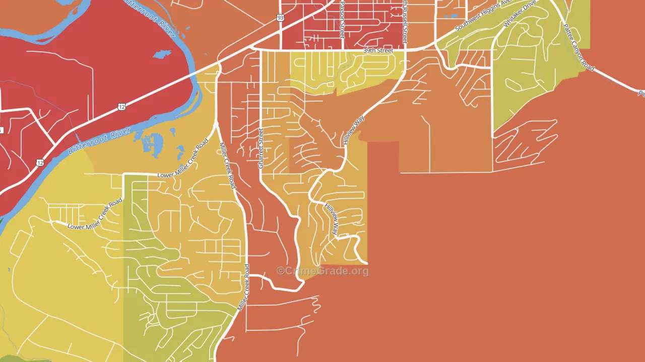 Moose Can Gully, Missoula, MT Map of Arson Rates