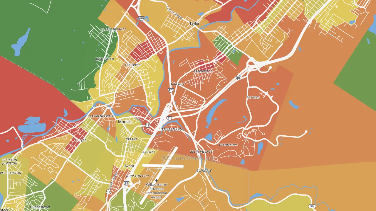 Moosic, PA Map of Arson Rates