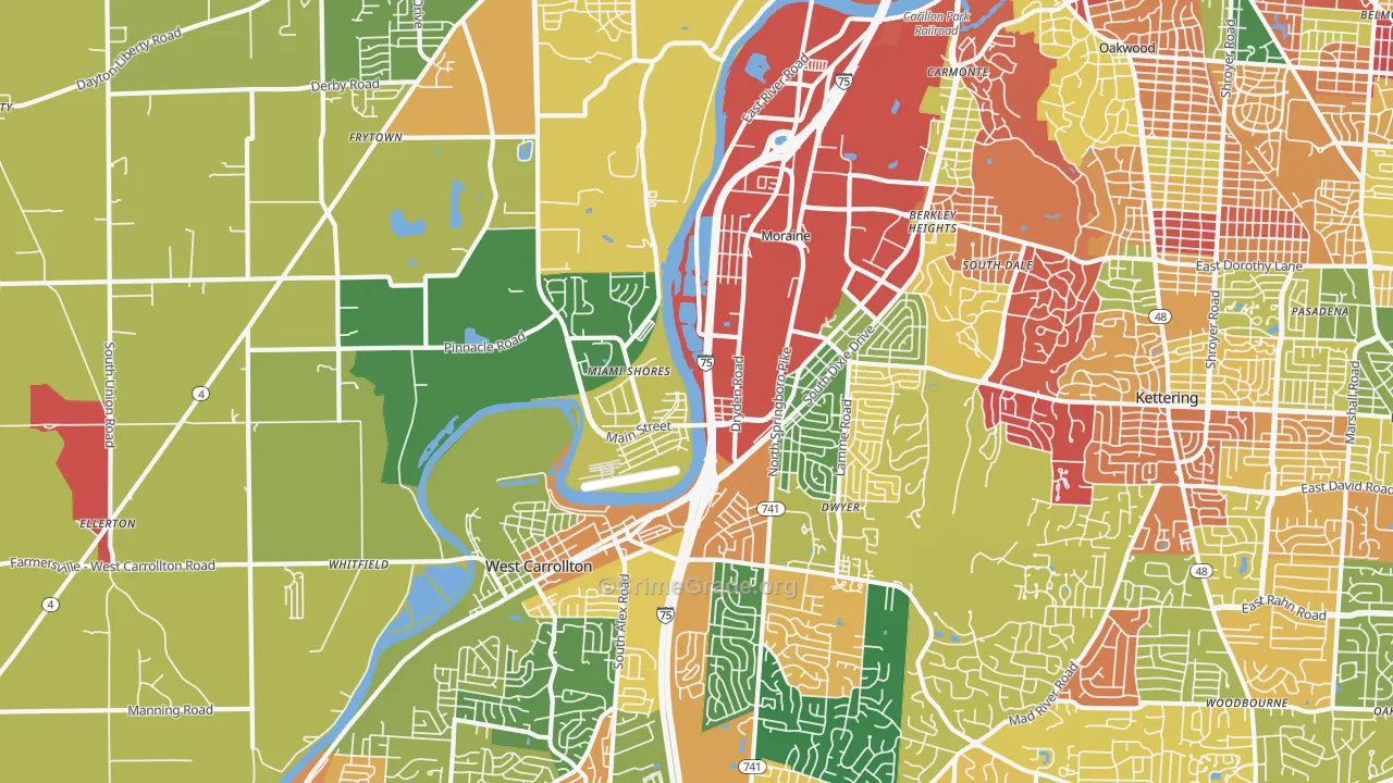 Moraine, OH Map of Arson Rates
