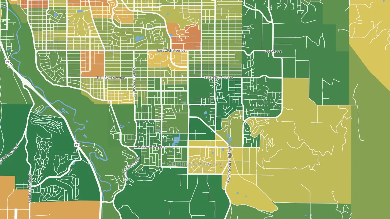 Moran Prairie, Spokane, WA Map of Arson Rates