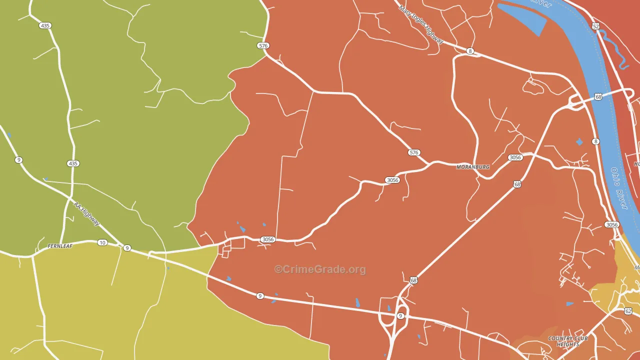 Moranburg, KY Map of Arson Rates