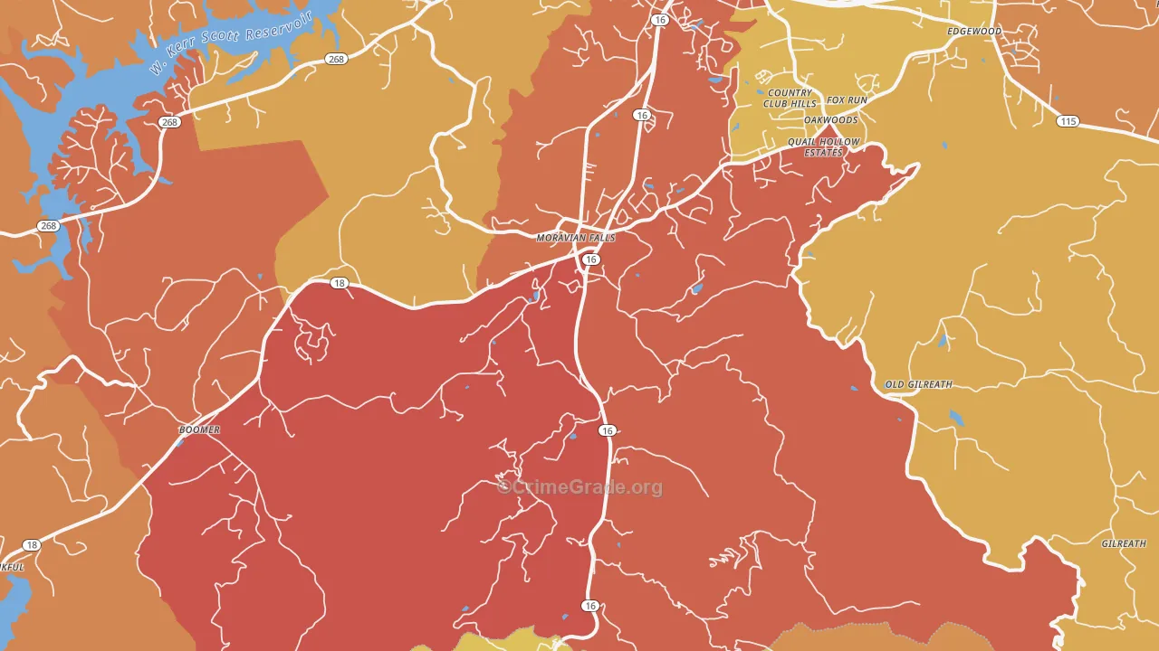 Moravian Falls, NC Map of Arson Rates