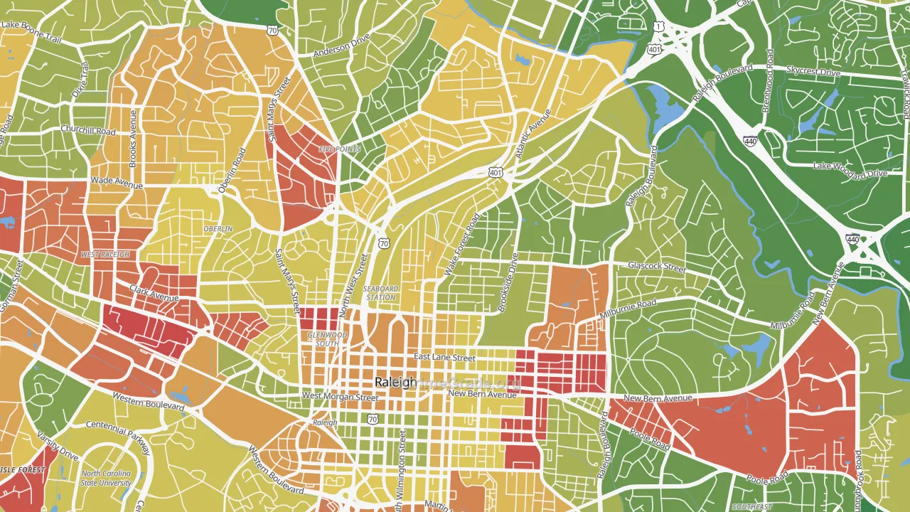 Mordecai, Raleigh, NC Map of Arson Rates
