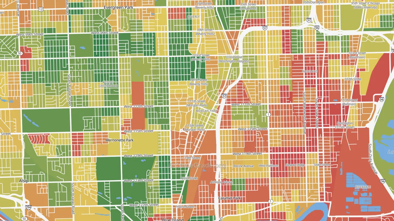 Morgan Park, Chicago, IL Map of Arson Rates