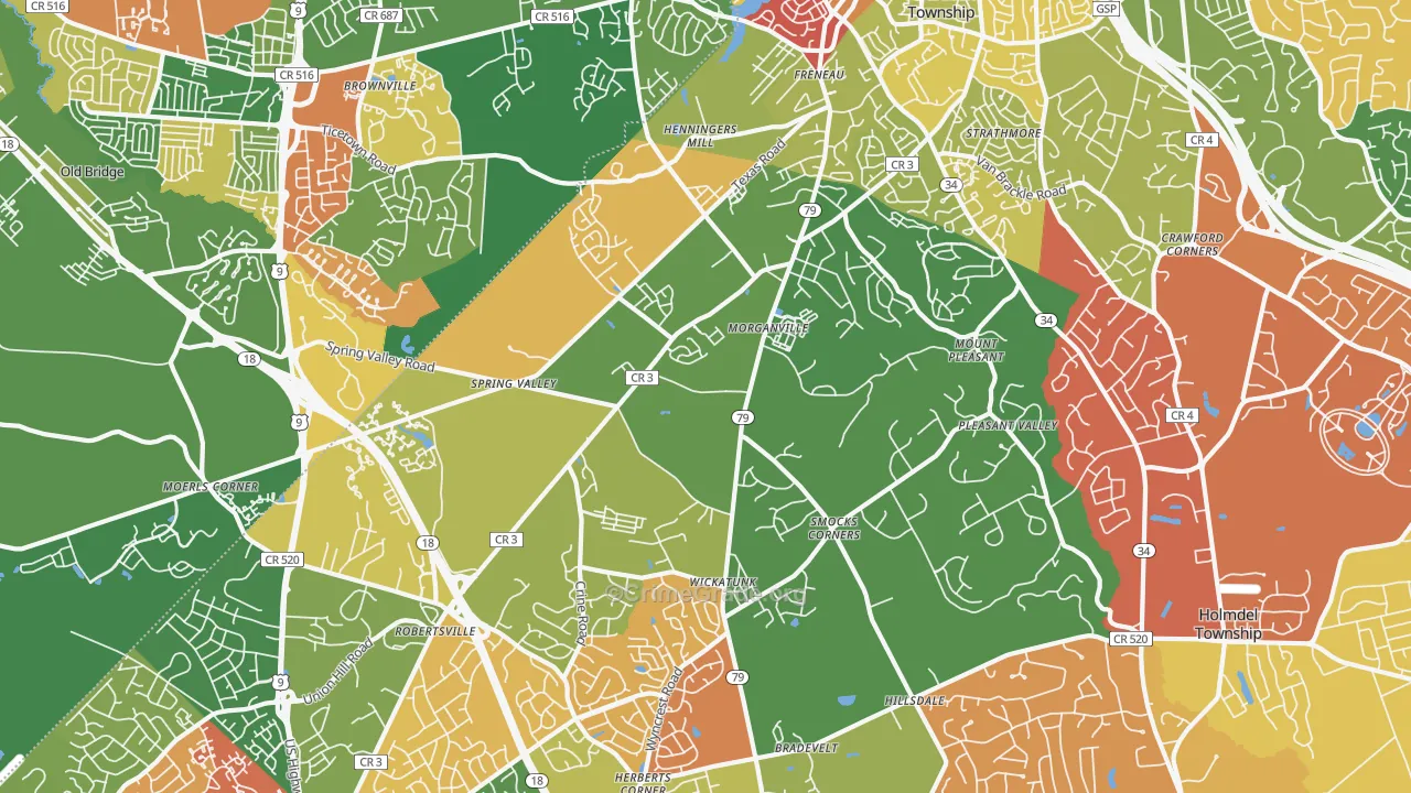 Morganville, NJ Map of Arson Rates