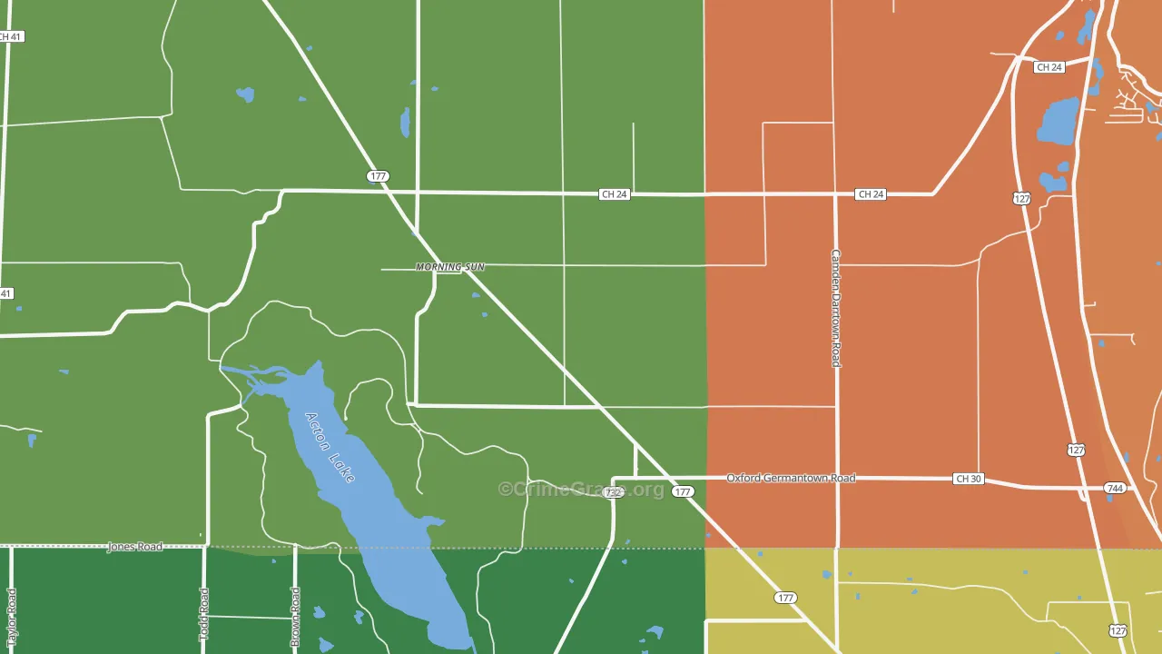 Morning Sun, OH Map of Arson Rates