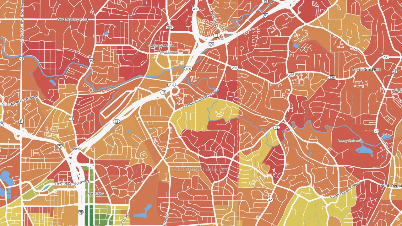 Morningside-Lenox Park, Atlanta, GA Map of Arson Rates