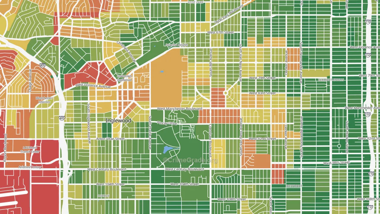 Morningside Park, Inglewood, CA Map of Arson Rates