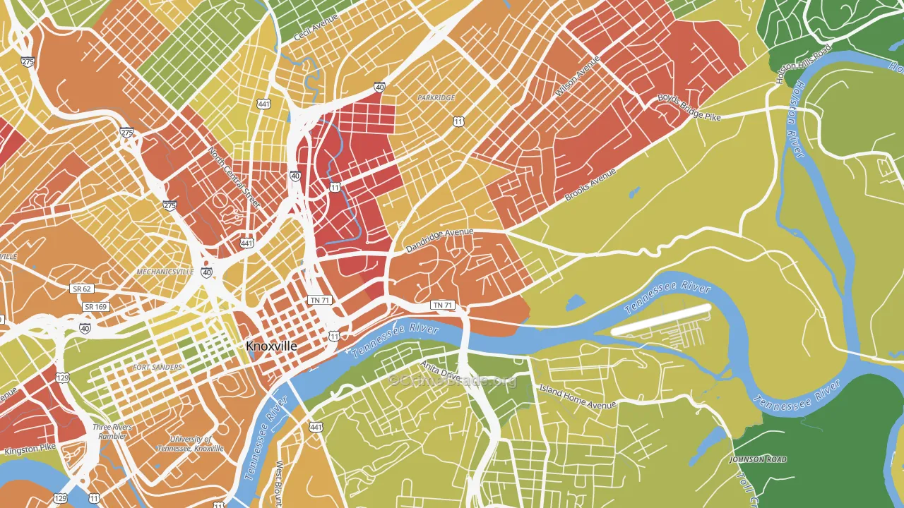 Mornngside, Knoxville, TN Map of Arson Rates