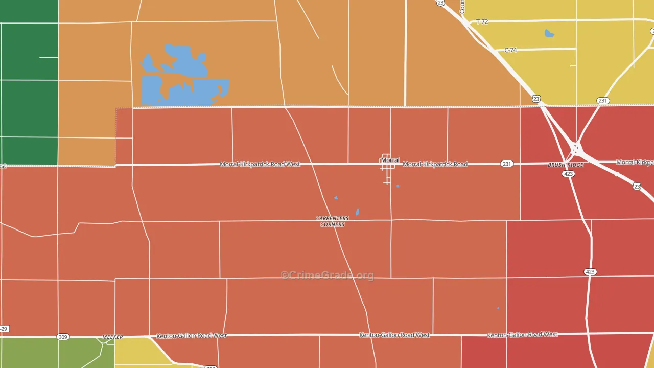 Morral, OH Map of Arson Rates