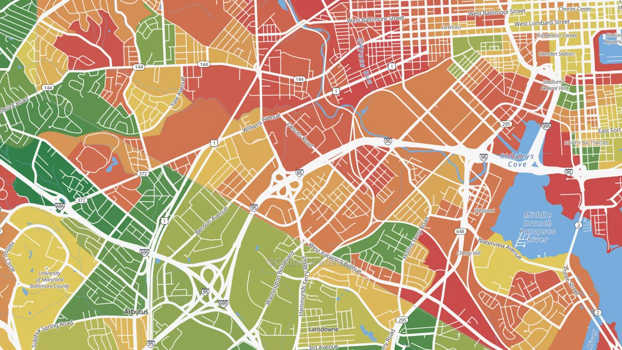 Morrell Park, Baltimore, MD Map of Arson Rates