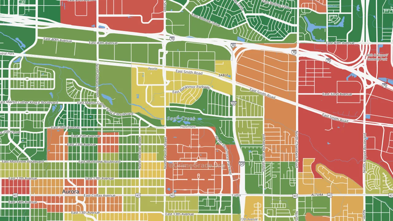 Morris Heights, Aurora, CO Map of Arson Rates