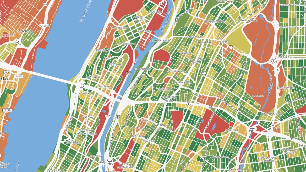 Morris Heights, Bronx, NY Map of Arson Rates