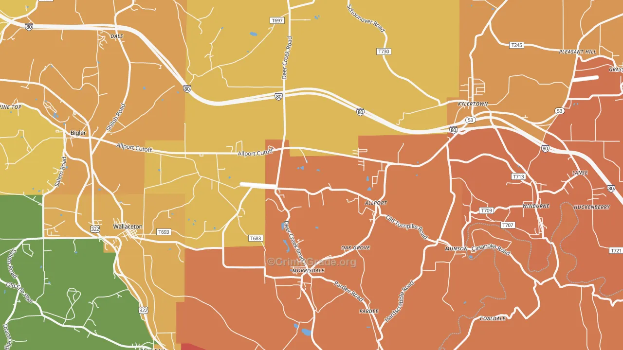 Morrisdale, PA Map of Arson Rates