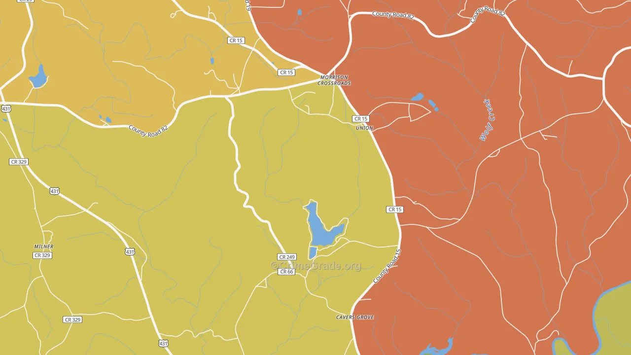 Morrison Crossroads, AL Map of Arson Rates